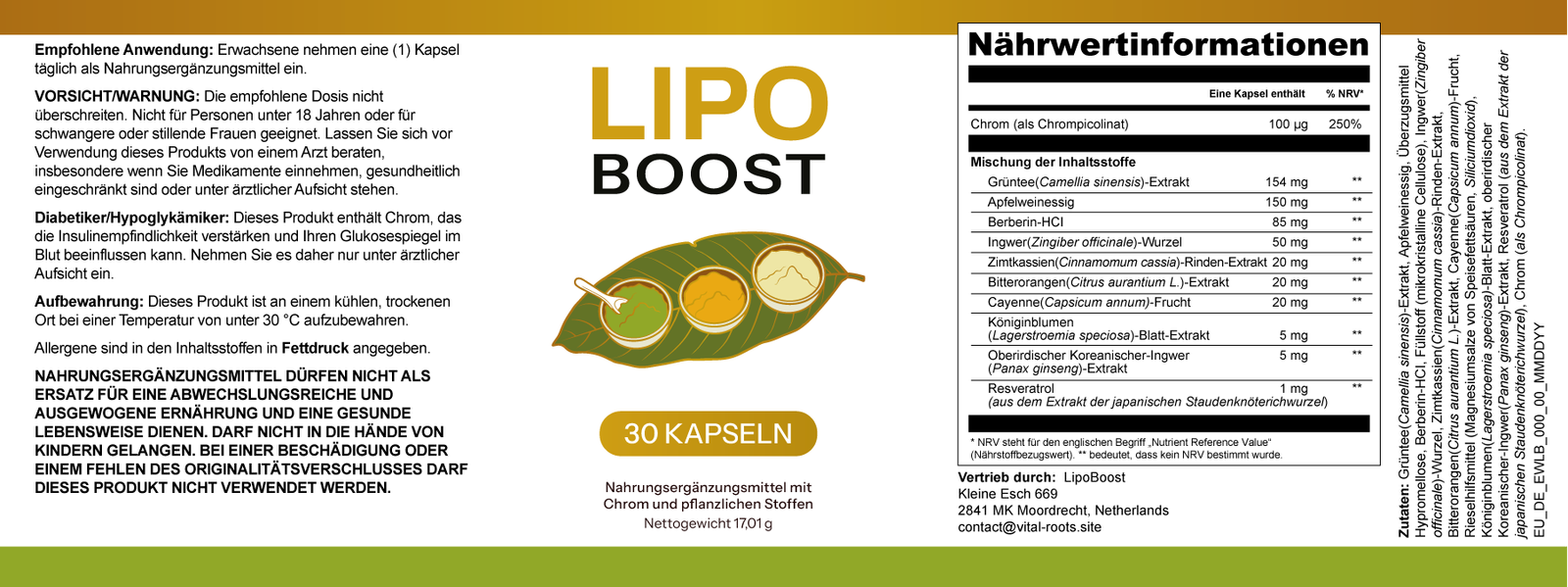 LipoBoost Label